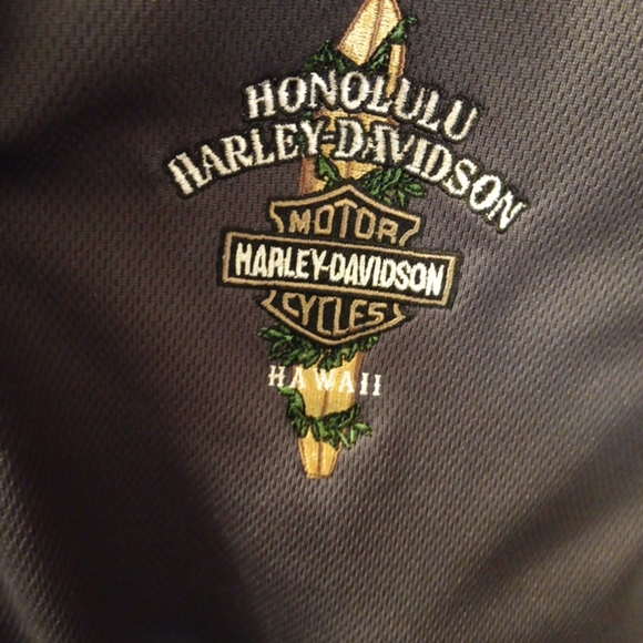 Harley Davidson Honolulu, Hawaii Polo Shirt Preowned Men's Size Large Gray Clr - Picture 7 of 8